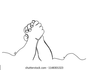 continuous line drawing of prayer hand,
linear style and Hand drawn Vector illustrations
