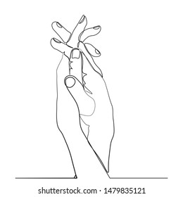 continuous line drawing of prayer hand, linear style and Hand drawn Vector illustrations,