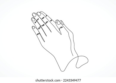 Continuous Line Drawing Prayer Hand