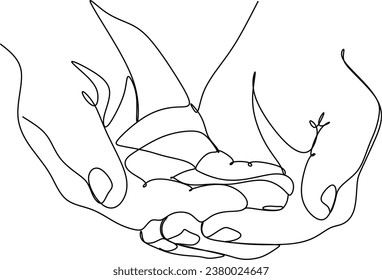 Continuous line drawing of prayer hand