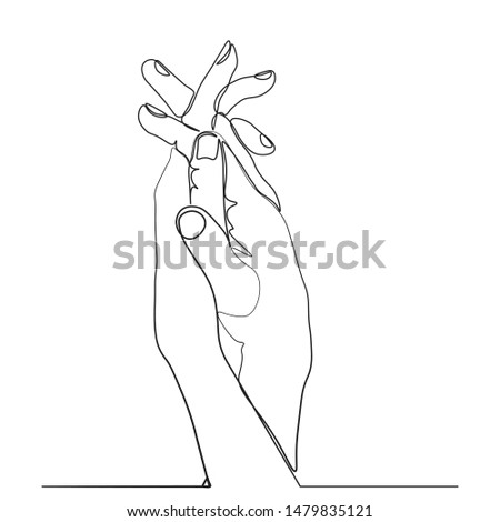 continuous line drawing of prayer hand, linear style and Hand drawn Vector illustrations,