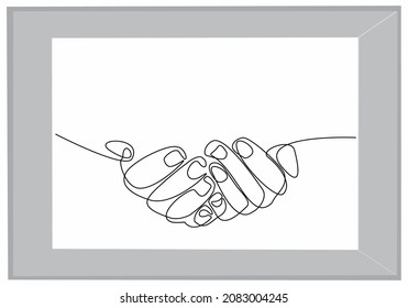 
continuous line drawing of prayer hands. Hands palms together. Vector illustration.