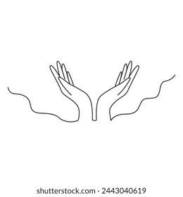 Continuous line drawing of praying hand vector