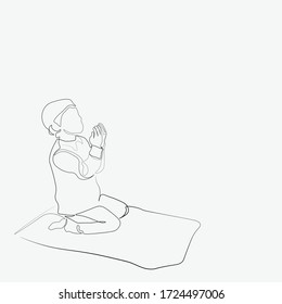 Continuous line drawing of Praying for the wish vector illustration.