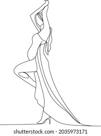 continuous line drawing of pregnant woman vector illustration