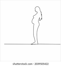 continuous line drawing pregnant woman vector illustration