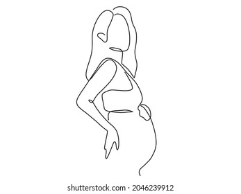 continuous line drawing of pregnant woman vector illustration Mother's Day card internationally.