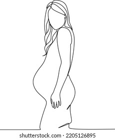 Continuous line drawing of pregnant woman vector illustration