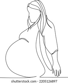 Continuous line drawing of pregnant woman vector illustration