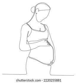 
Continuous Line Drawing Pregnant Woman. Single Line Drawing of Pregnant Woman. Happy Mom Minimalist Contour Illustration