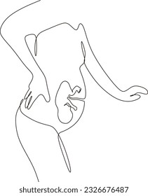 continuous line drawing of pregnant woman vector illustration Mother's Day card internationally.