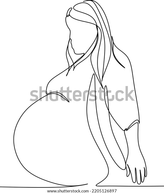 Continuous Line Drawing Pregnant Woman Vector Stock Vector Royalty Free 2205126897 Shutterstock 