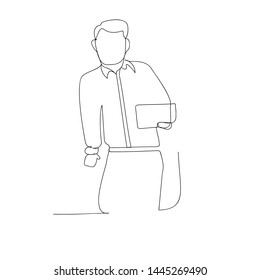 continuous line drawing of presentator. isolated sketch drawing of presentator line concept. outline thin stroke vector illustration