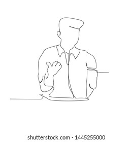 continuous line drawing of presenter. isolated sketch drawing of presenter line concept. outline thin stroke vector illustration