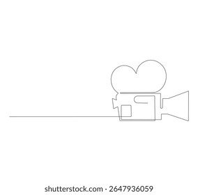 continuous line drawing of professional camera. Continuous one line drawing of camera vector illustrator,Continuous One Line Drawing Photography Icon. Single Line Vector Illustration can be edited