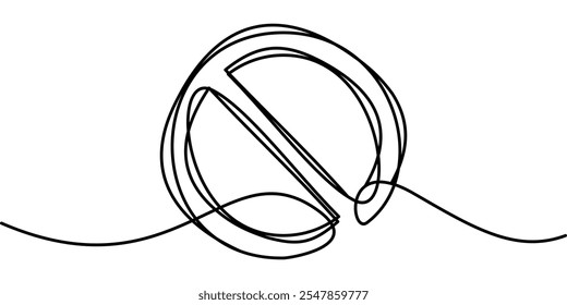 desenho de linha contínua do símbolo de Proibição.
