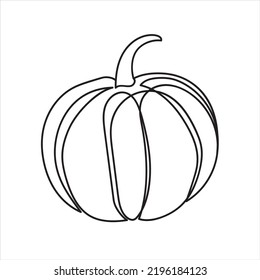 Continuous line drawing pumpkin. Autumn pumpkin line art. Minimalist art