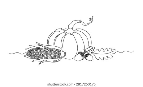 Continuous line drawing pumpkin