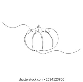 Desenho de linha contínua da ilustração do vetor de frutas de abóbora.