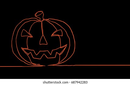 continuous line drawing of Pumpkin Halloween night. vector art illustration