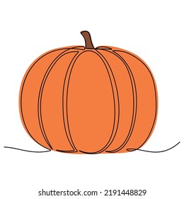 Continuous line drawing of pumpkin. Vector illustration