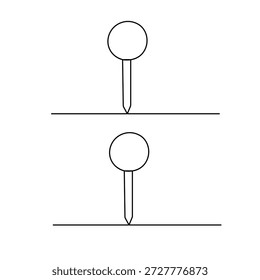 Continuous line drawing of a push pin icon 

