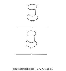 Dibujo de línea continuo de un icono de pin push 
