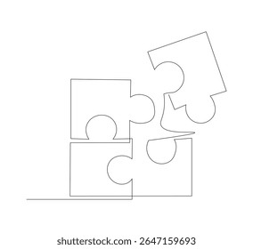 Continuous line drawing Puzzle image, Puzzle piece image for ideas, business, thinking process, creativity design concept can be edited