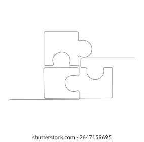 Continuous line drawing Puzzle image, Puzzle piece image for ideas, business, thinking process, creativity design concept can be edited