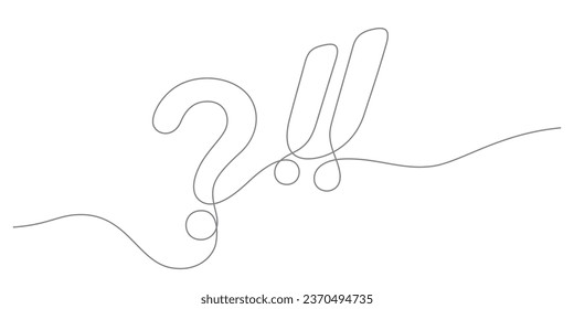 continuous line drawing of question mark and exclamation symbol minimalism style thin line illustration