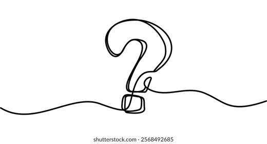 continuous line drawing of question mark symbol. abstract line art illustration