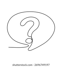 Continuous line drawing of question mark symbol sign abstract line art illustration