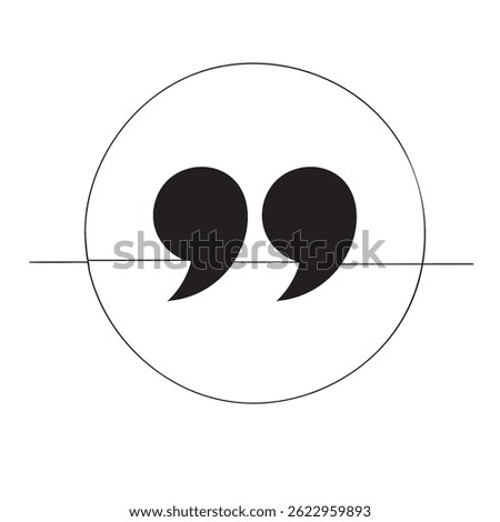 continuous line. drawing. quote mark icons isolated on white background. Black quotes icon 
