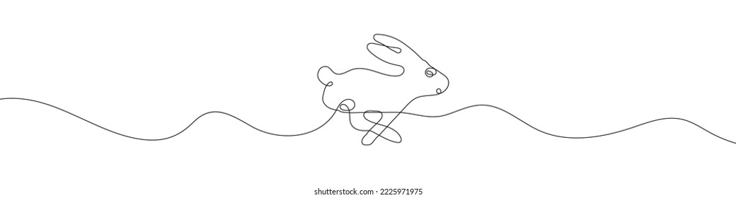 Continuous line drawing of rabbit. Line art of bunny. One line drawing background. Vector illustration.