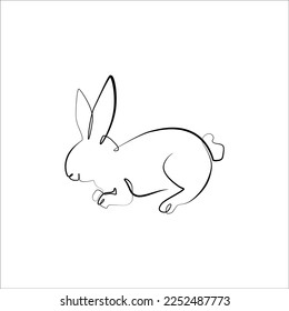 Continuous line drawing of a rabbit. bunny concept in one line. artwork of a rabbit in single line. the year of the rabbit