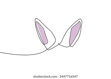 Continuous line drawing of rabbit ear