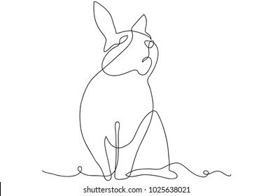 continuous line drawing of rabbit Greeting card Easter bunny cute simple vector illustration.