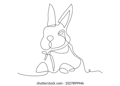 dibujo de línea continua de conejo Tarjeta de felicitación Conejo de Pascua linda Ilustración vectorial simple.