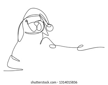 continuous line drawing of rabbit Greeting card Easter bunny cute simple vector illustration.