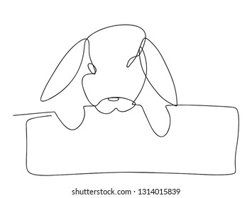 continuous line drawing of rabbit Greeting card Easter bunny cute simple vector illustration.