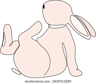 continuous line drawing of rabbit Greeting card Easter bunny cute simple vector illustration.