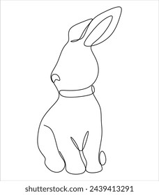 continuous line drawing of rabbit Greeting card Easter bunny cute simple vector illustration.