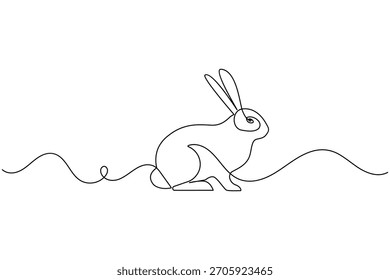 Dibujo de línea continuo de un conejo, concepto minimalista de arte animal