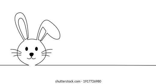 Continuous line drawing of rabbit on white background.