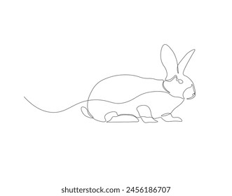 Continuous line drawing of rabbit. One line of bunny. Easter rabbit concept continuous line art. Editable outline.