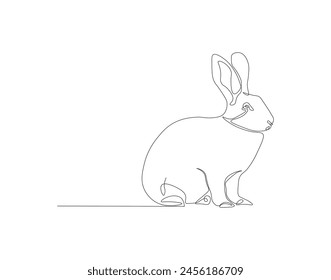 Continuous line drawing of rabbit. One line of bunny. Easter rabbit concept continuous line art. Editable outline.