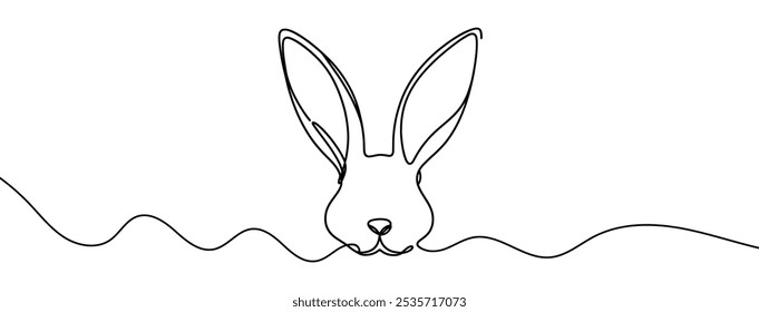 Continuous line drawing of rabbit. One line drawing of a rabbit. Vector illustration.