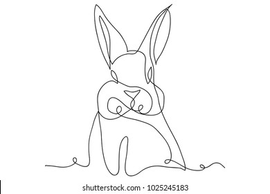 continuous line drawing of rabbit vector