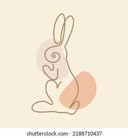 Continuous line drawing of rabbit. Vector minimalistic hand drawn illustration.