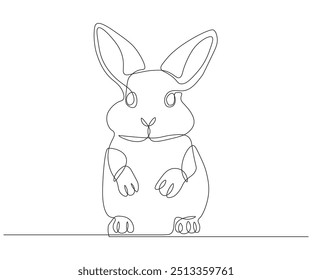 Continuous line drawing of rabbit vector illustration. Single line drawing of rabbit. Mammal animal concept continuous line. Editable outline